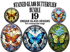 Stained Glass Butterflies Clipart - CraftNest