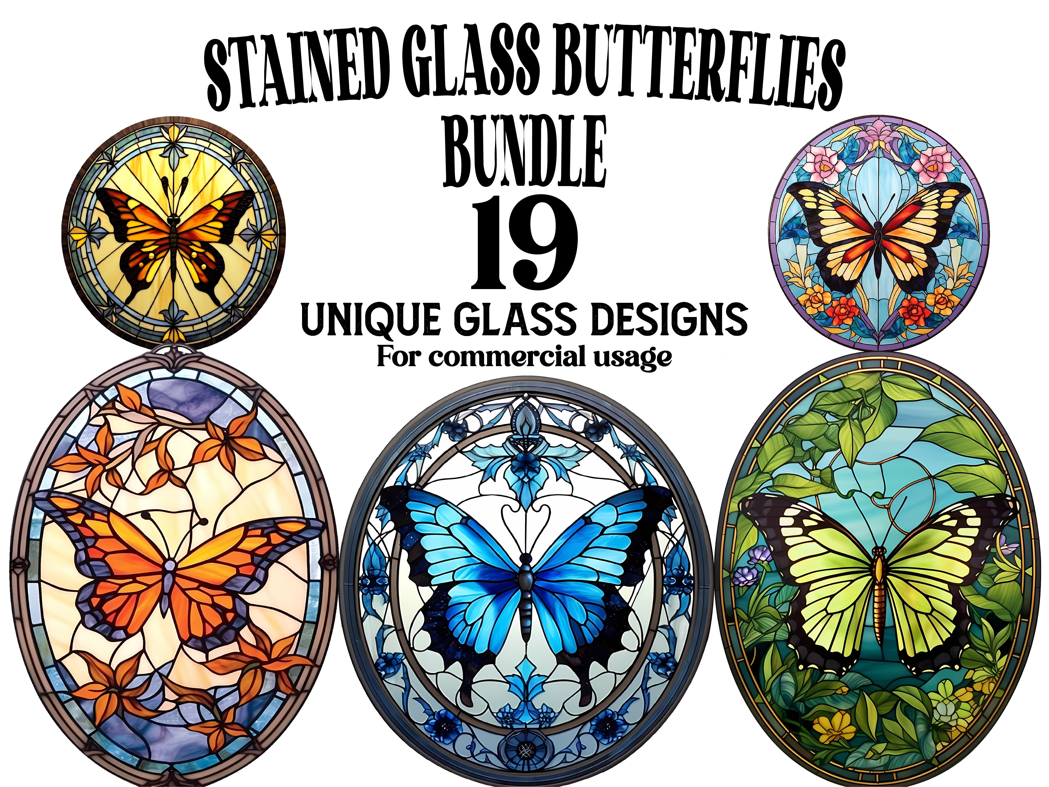 Stained Glass Butterflies Clipart - CraftNest