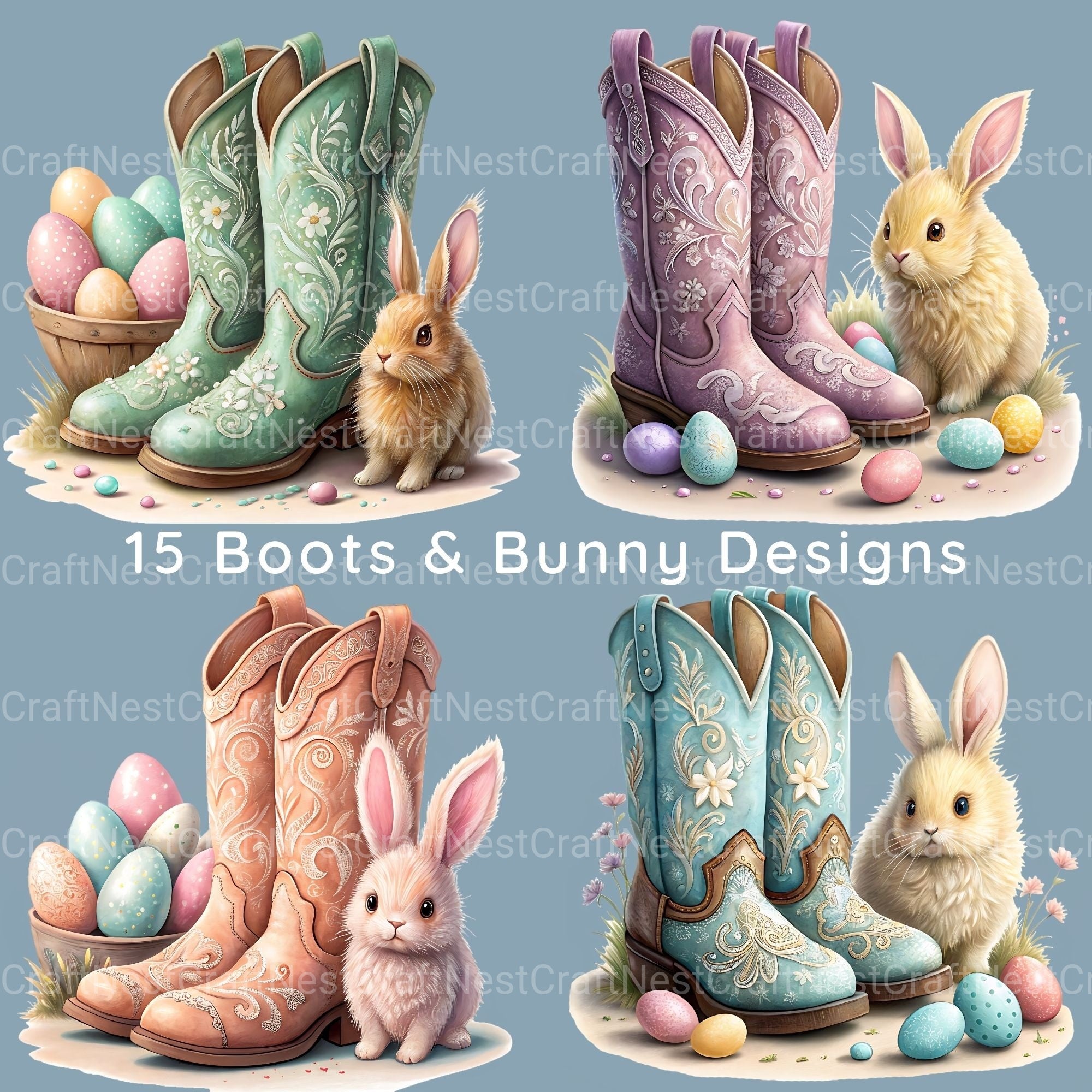 Boots N Bunnies Clipart Bundle