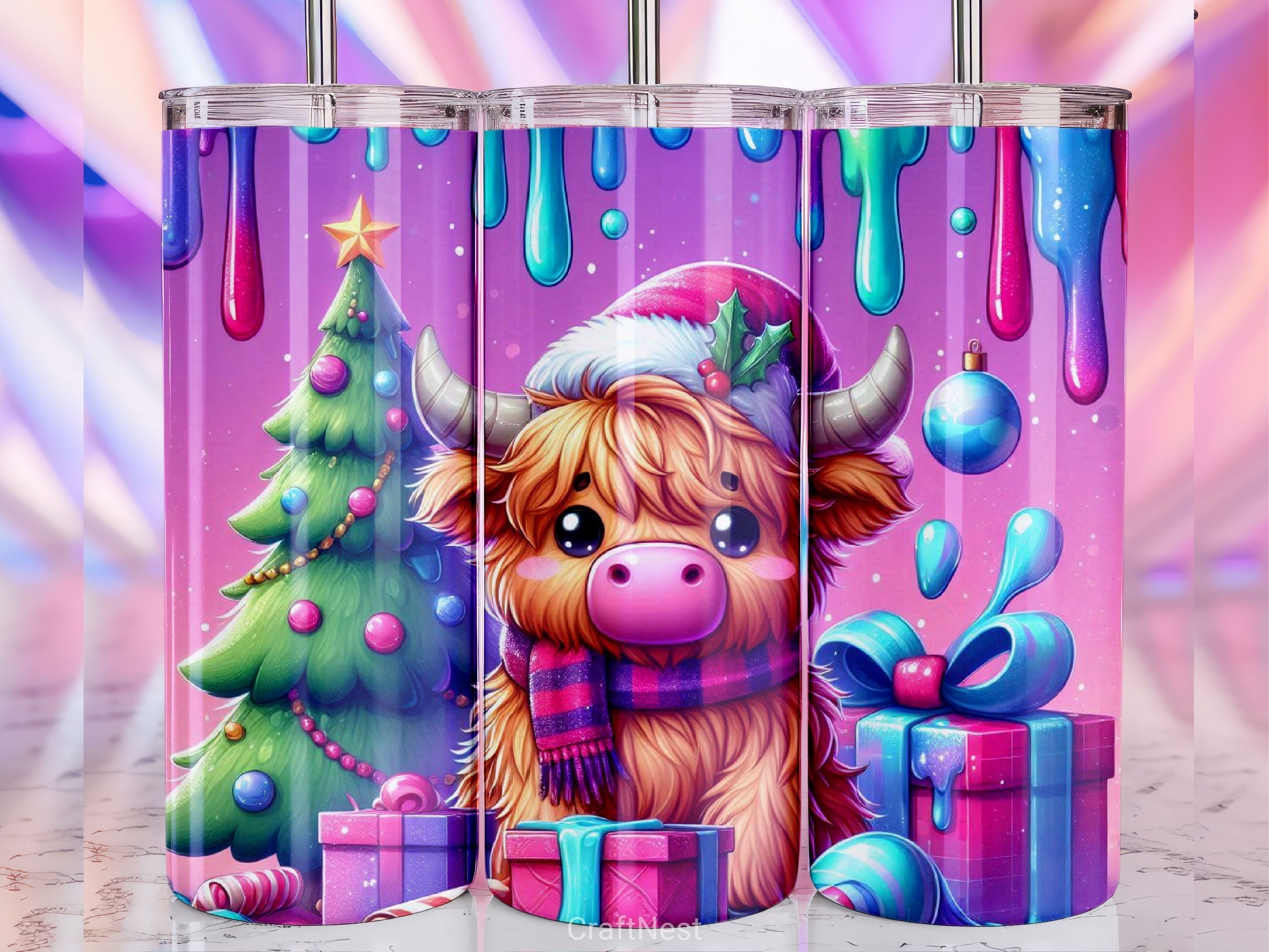 Christmas Highland Cow Tumbler Wrap Bundle 2