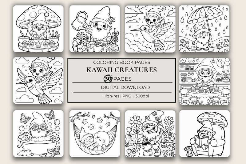 Kawaii Creatures Coloring Book - CraftNest - Digital Crafting and Art