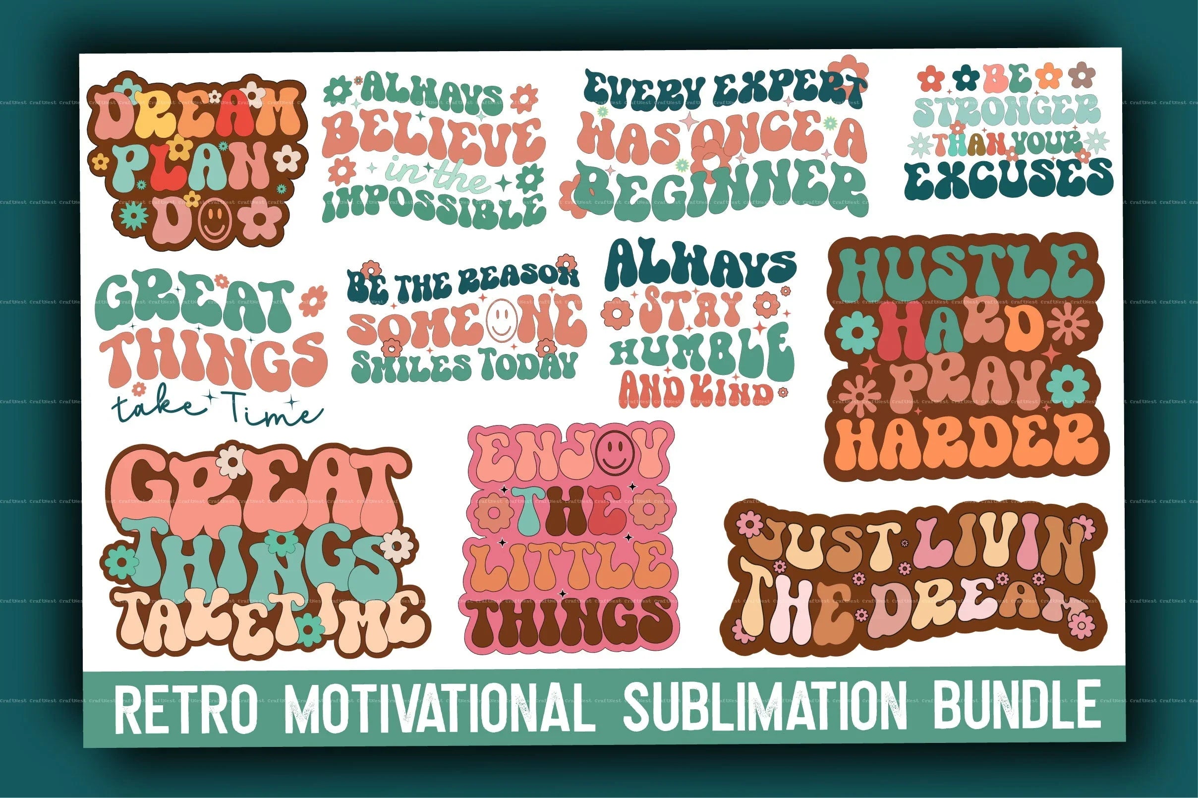 Retro Motivational SVG Bundle