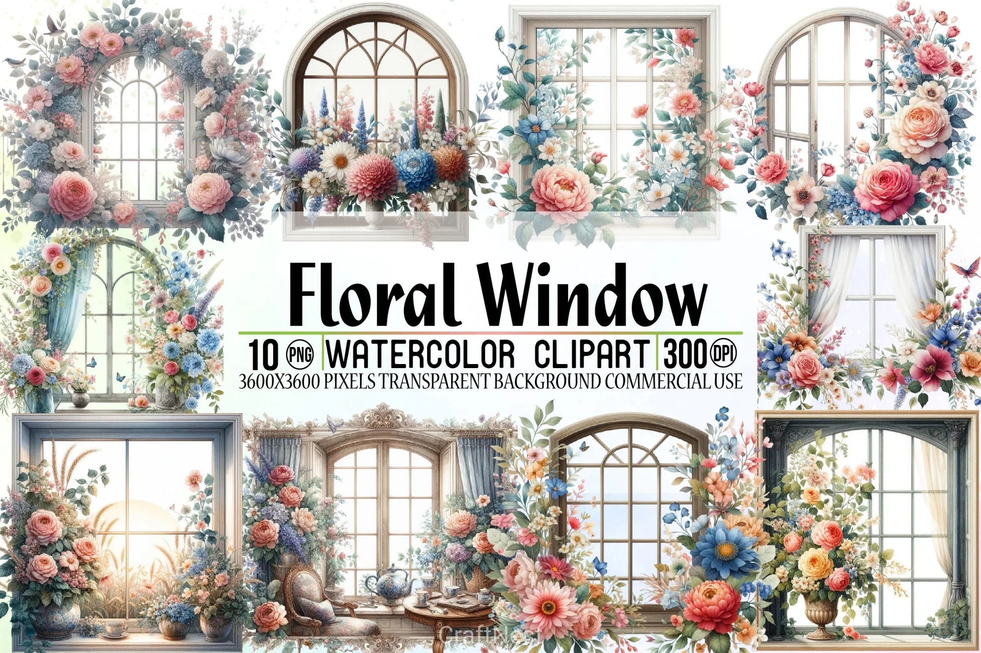 Floral Window Clipart Bundle - CraftNest - Digital Crafting and Art
