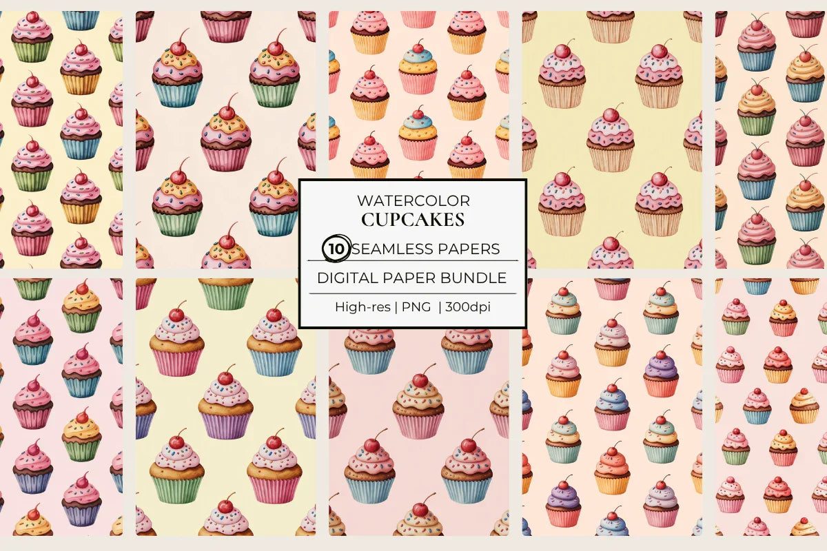Cupcakes Seamless Papers - CraftNest - Digital Crafting and Art