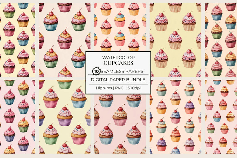 Cupcakes Seamless Papers - CraftNest - Digital Crafting and Art