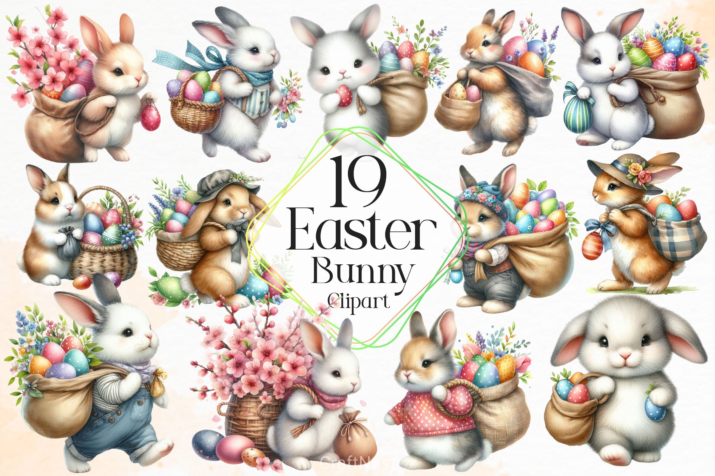 Easter Bunny Clipart Bundle 25