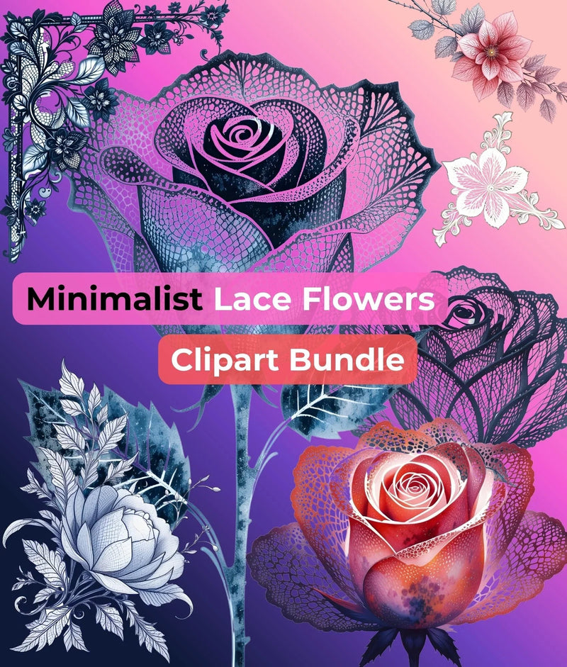 Minimalist Lace Flowers Clipart Bundle - CraftNest - Digital Crafting and Art