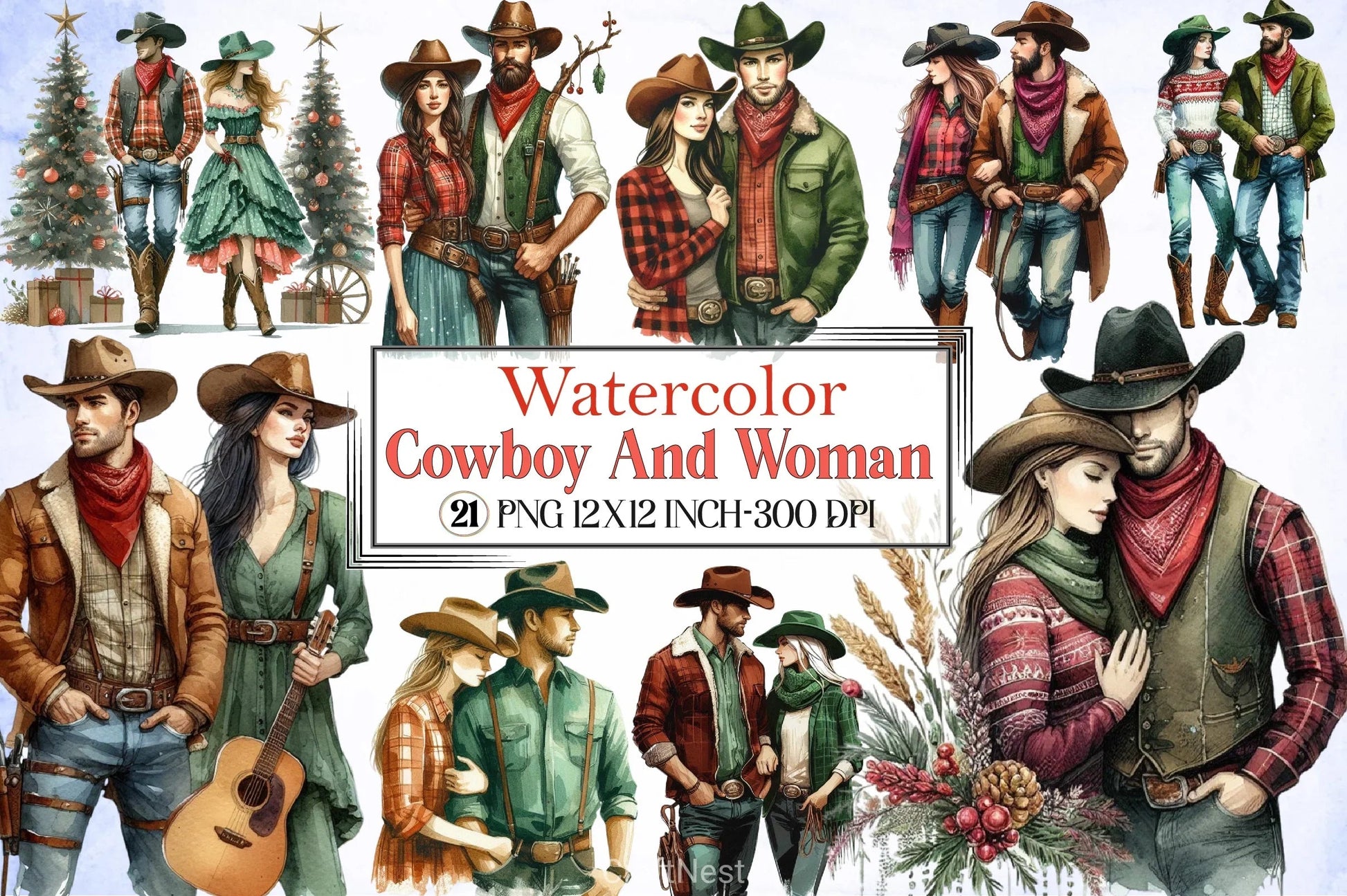 Cowboy & Woman Clipart Bundle - CraftNest - Digital Crafting and Art