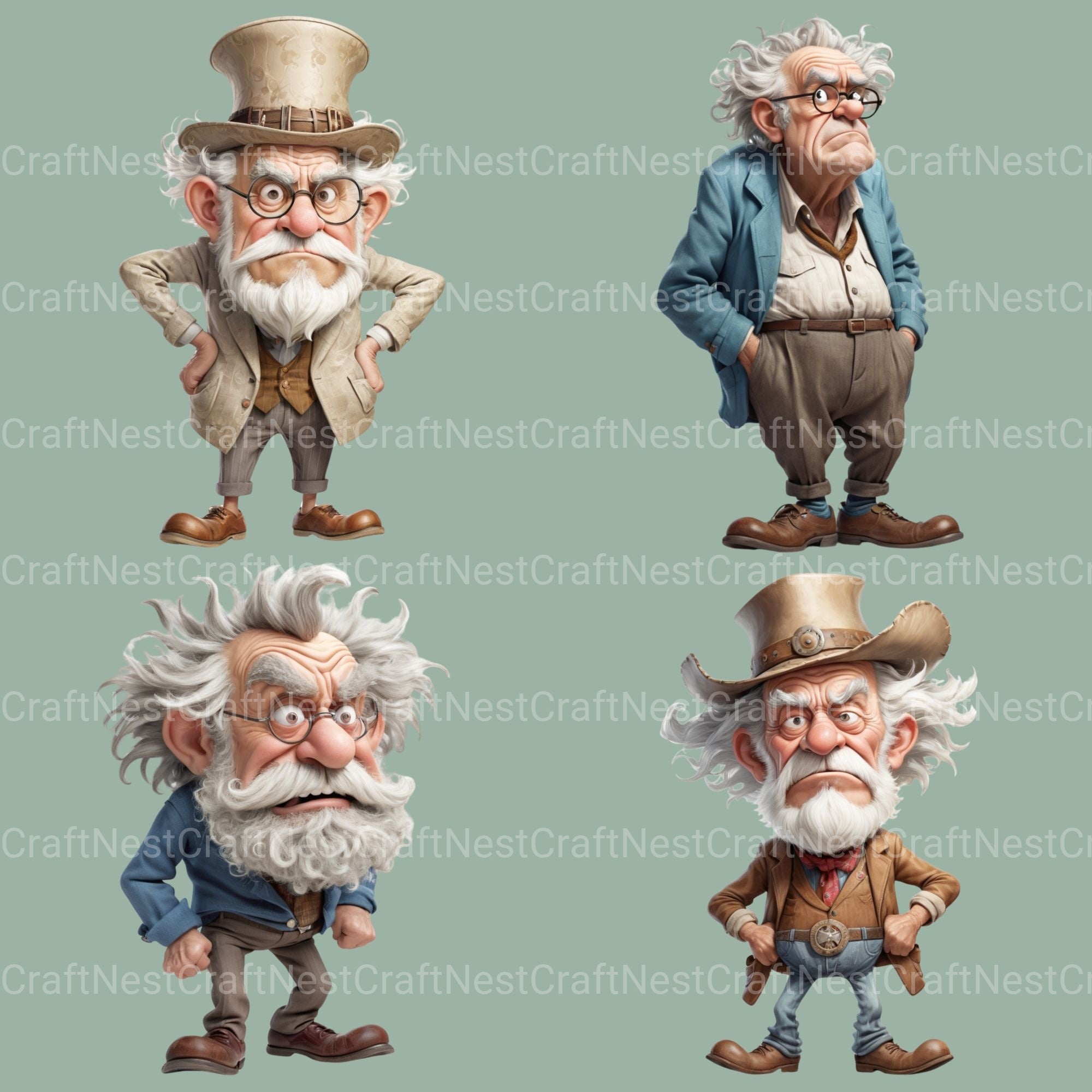 Grumpy Old Man Clipart Bundle