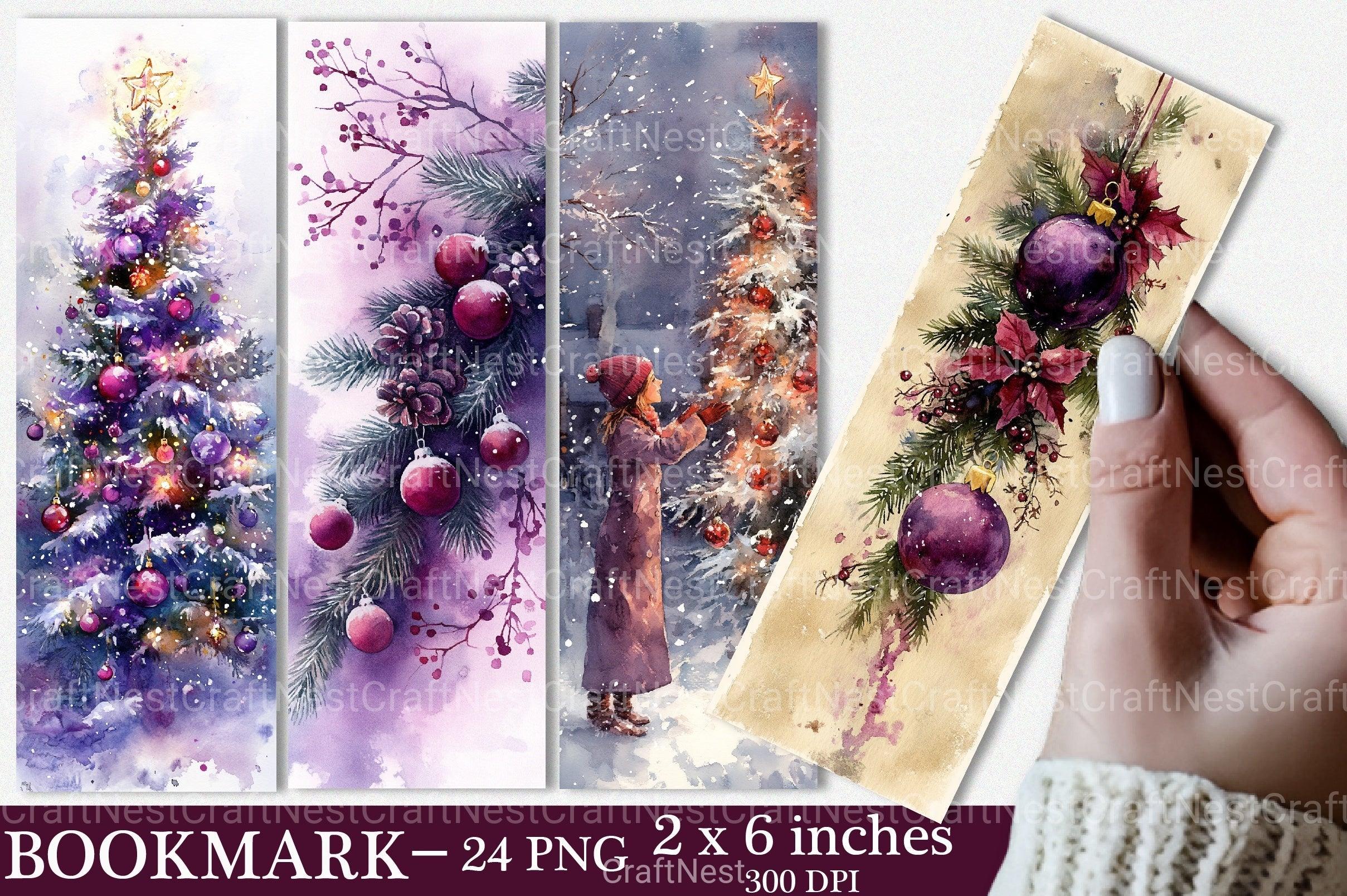 Purple Christmas Bookmarks Vintage Noel Junk Journal - CraftNest - Digital Crafting and Art