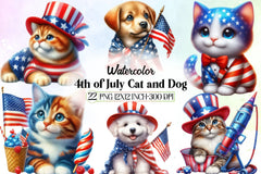 4th of July Cat & Dog Clipart Bundle - CraftNest - Digital Crafting and Art