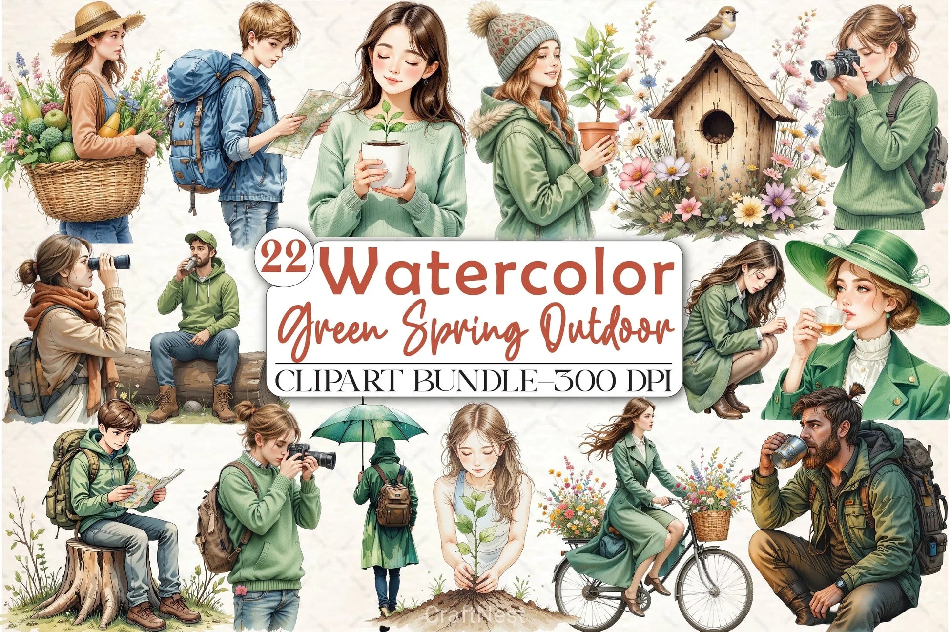 Green Spring Outdoor Cliparts Bundle - CraftNest - Digital Crafting and Art