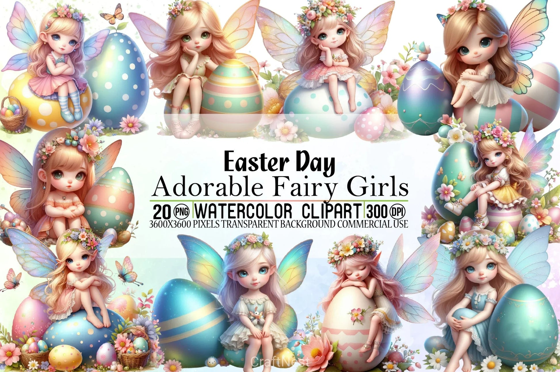 Easter Fairy Girls Clipart Bundle - CraftNest - Digital Crafting and Art