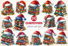 Watercolor Christmas Book Stack Clipart Bundle