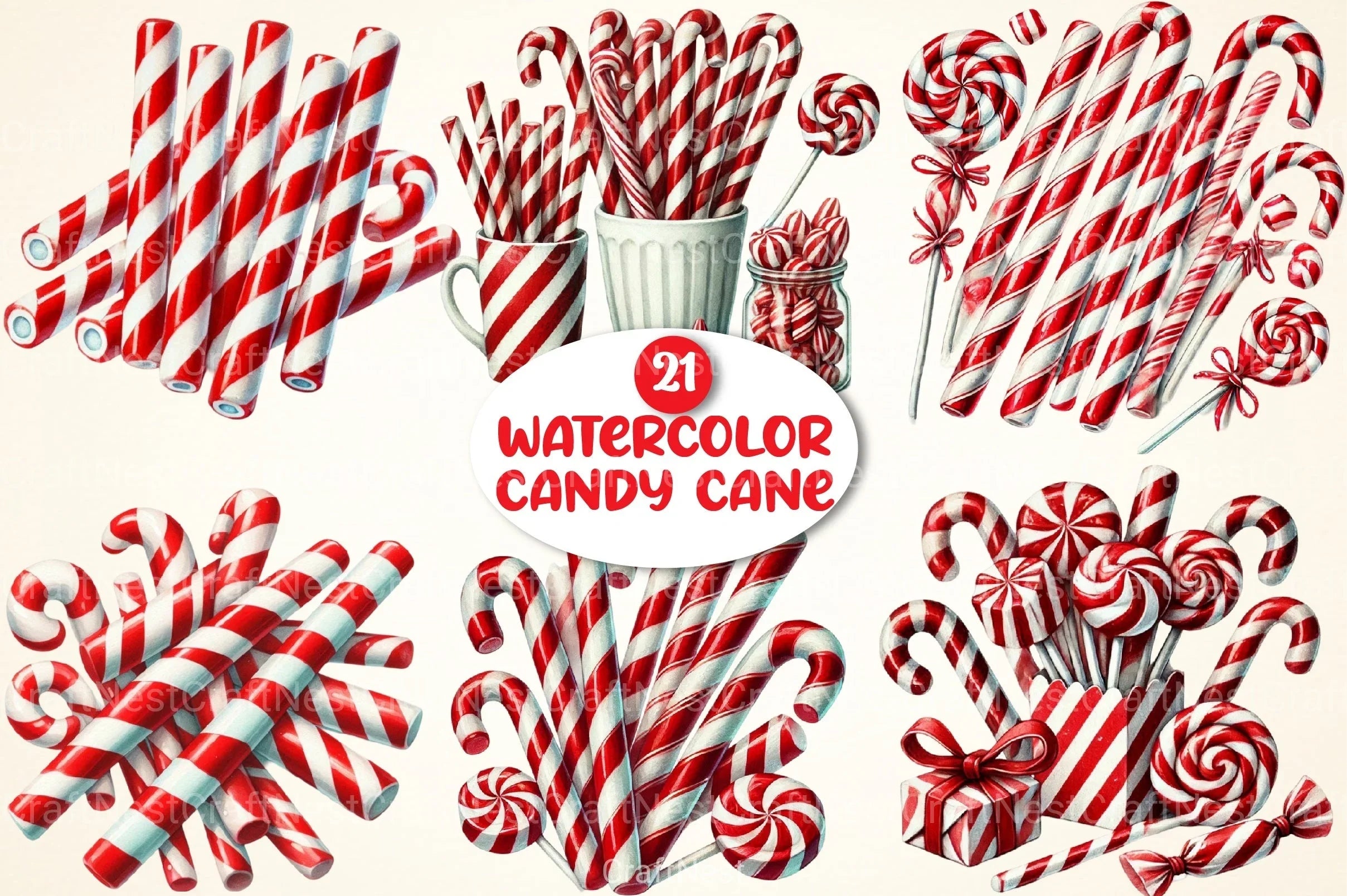 Candy Cane Clipart Bundle 2 - CraftNest - Digital Crafting and Art