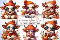 Autumn Baby Cow Clipart Bundle - CraftNest - Digital Crafting and Art