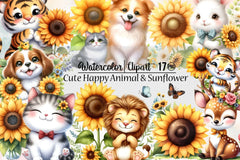 Sunflower Animals Clipart Bundle 22 - CraftNest - Digital Crafting and Art