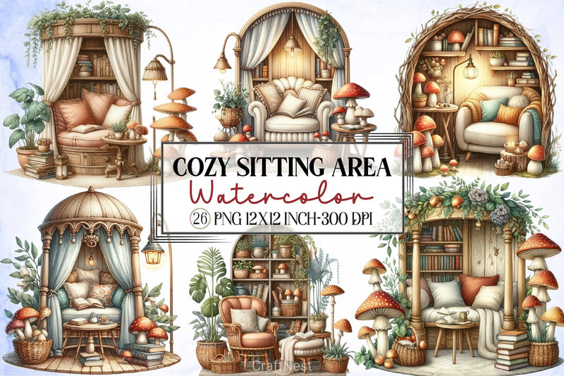 Cozy Sitting Area Clipart Bundle - CraftNest - Digital Crafting and Art