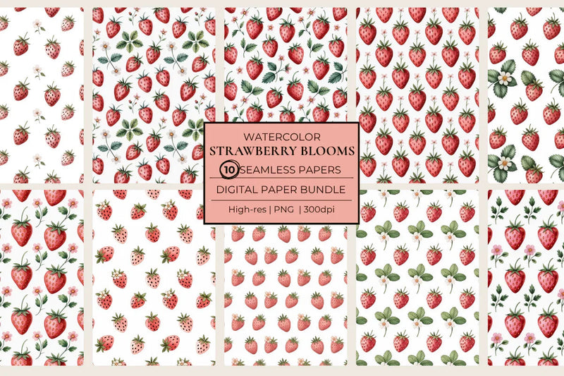 Strawberry Blooms Seamless Papers - CraftNest - Digital Crafting and Art