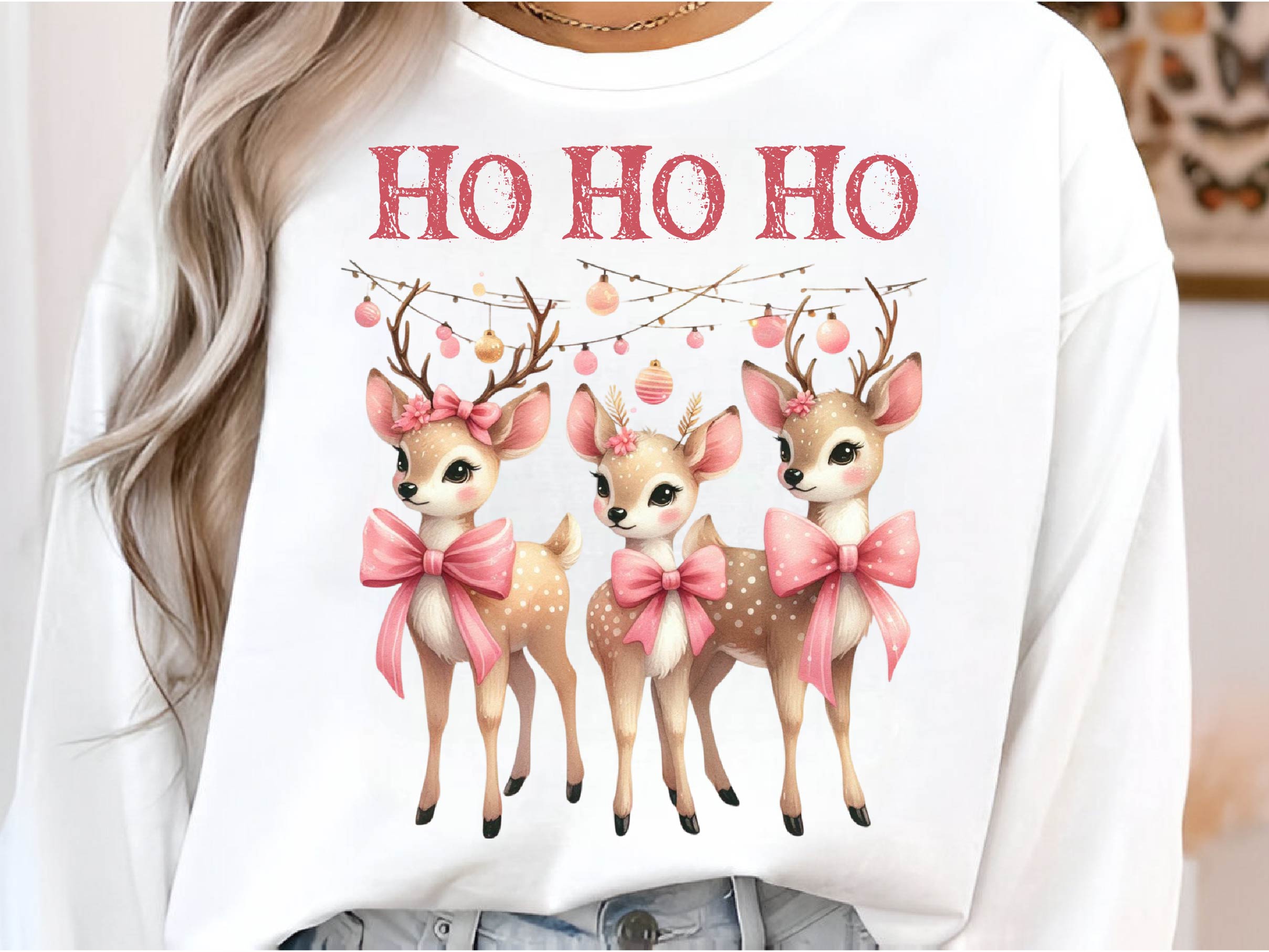 Christmas Deer Ho Ho Ho Deer Clipart Bundle