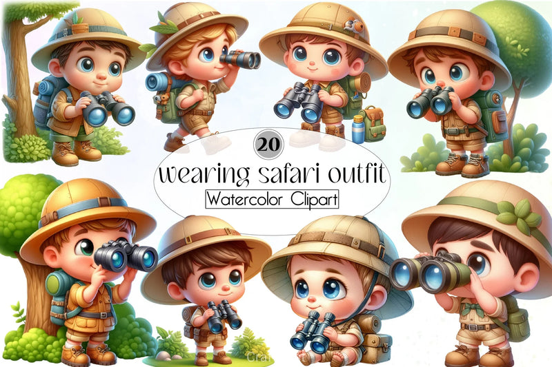 Safari Outfit Boy Clipart Bundle - CraftNest - Digital Crafting and Art