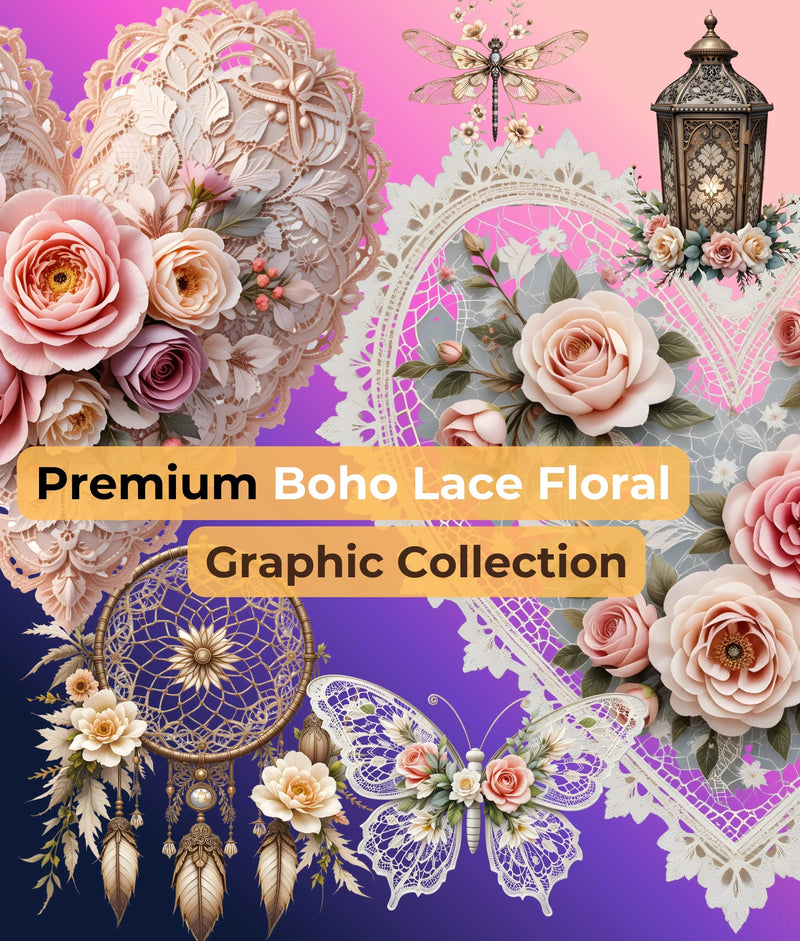 Premium Boho Lace Floral Clipart Bundle - CraftNest - Digital Crafting and Art
