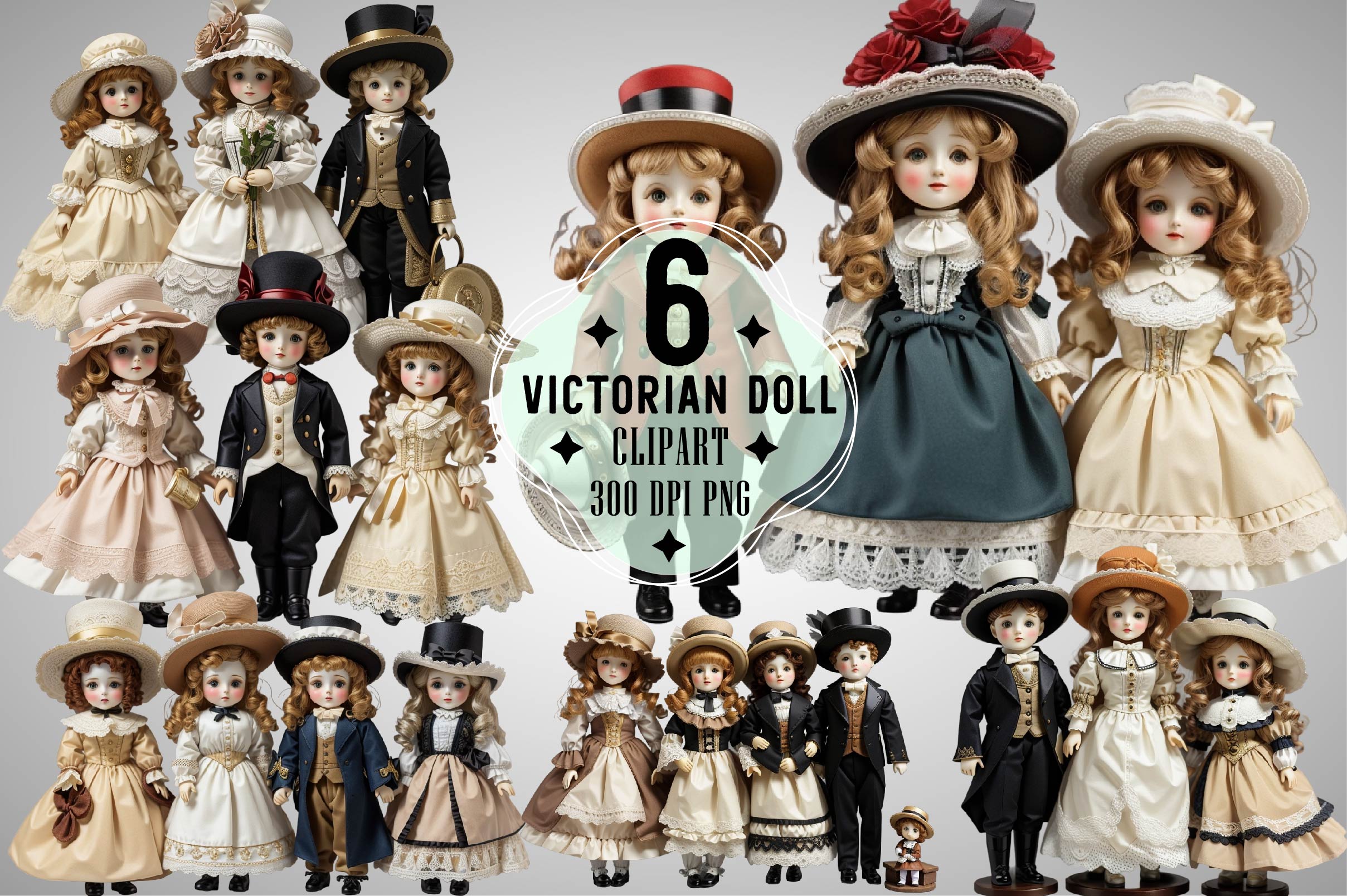 Victorian Doll Clipart Bundle