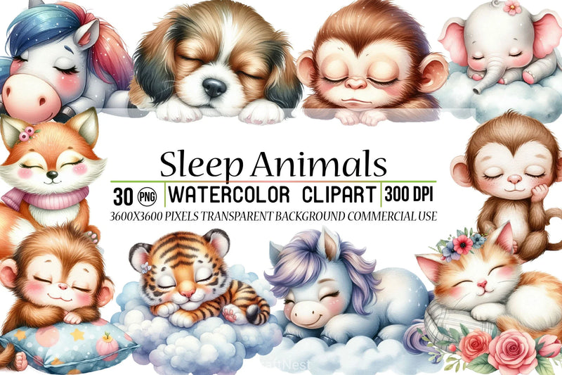 Sleepy Animals Clipart Bundle - CraftNest - Digital Crafting and Art