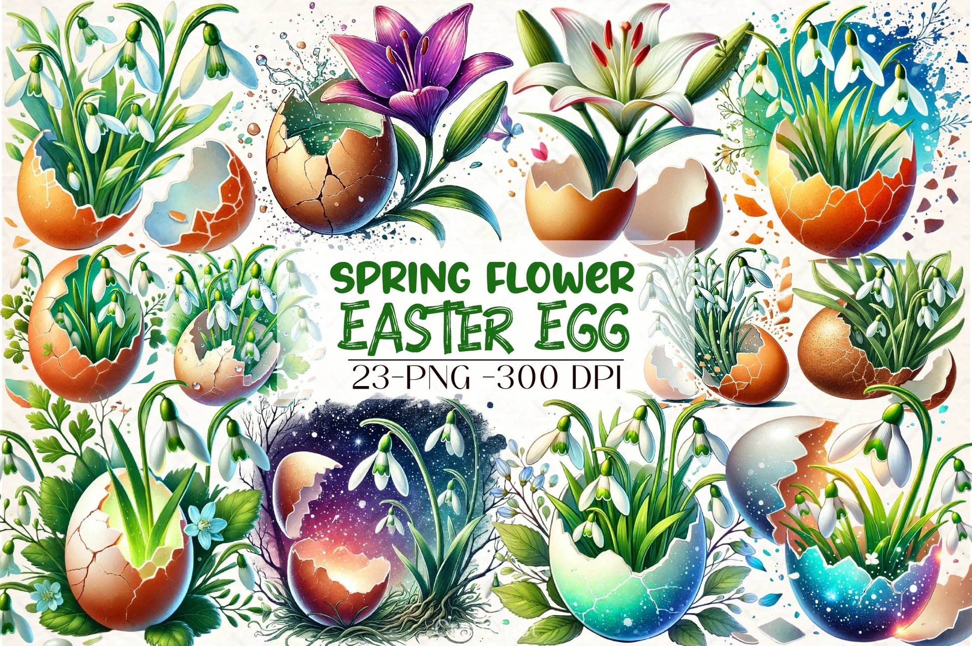 Spring Flower Easter Egg Clipart Bundle - CraftNest - Digital Crafting and Art