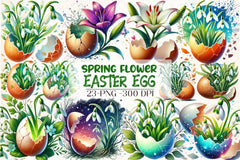 Spring Flower Easter Egg Clipart Bundle - CraftNest - Digital Crafting and Art