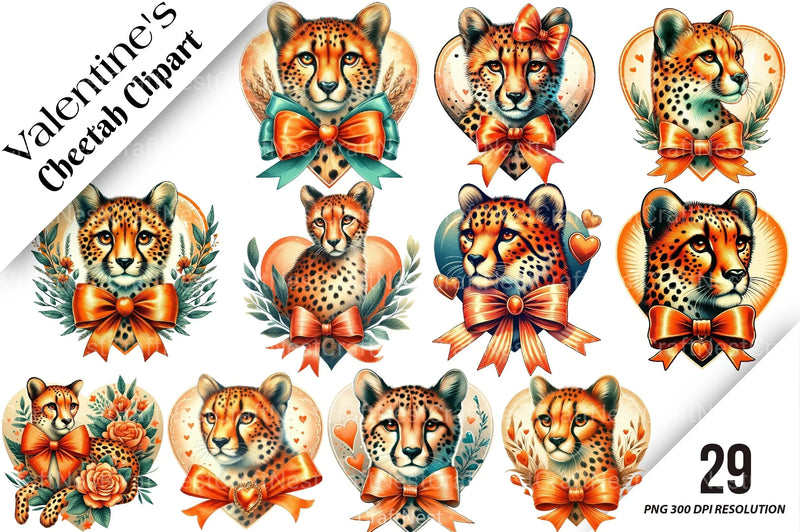 Valentine's Cheetah Clipart Bundle - CraftNest - Digital Crafting and Art