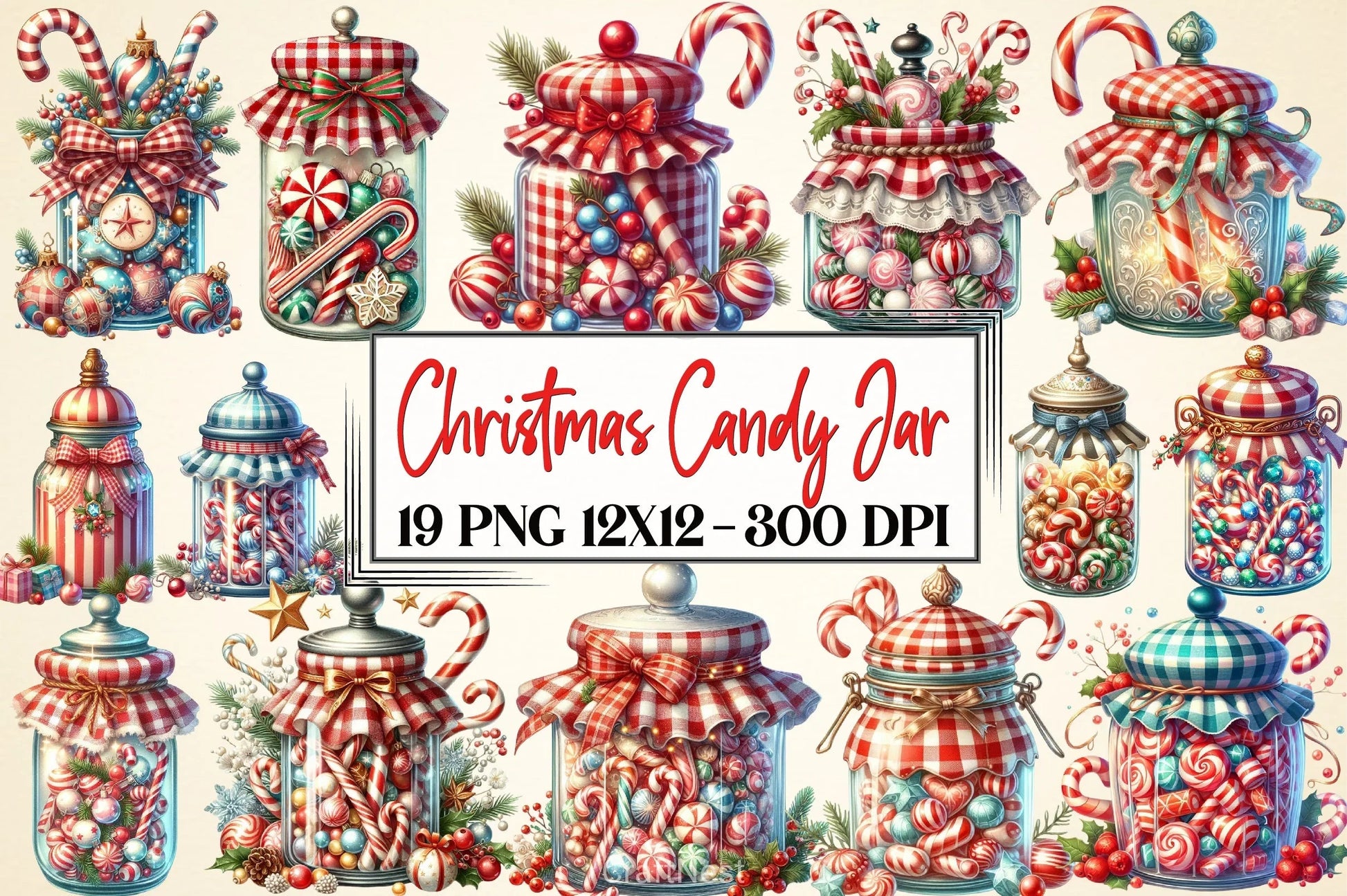 Christmas Candy Jar Clipart Bundle - CraftNest - Digital Crafting and Art