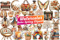 Boho Spring Clipart Bundle - CraftNest - Digital Crafting and Art