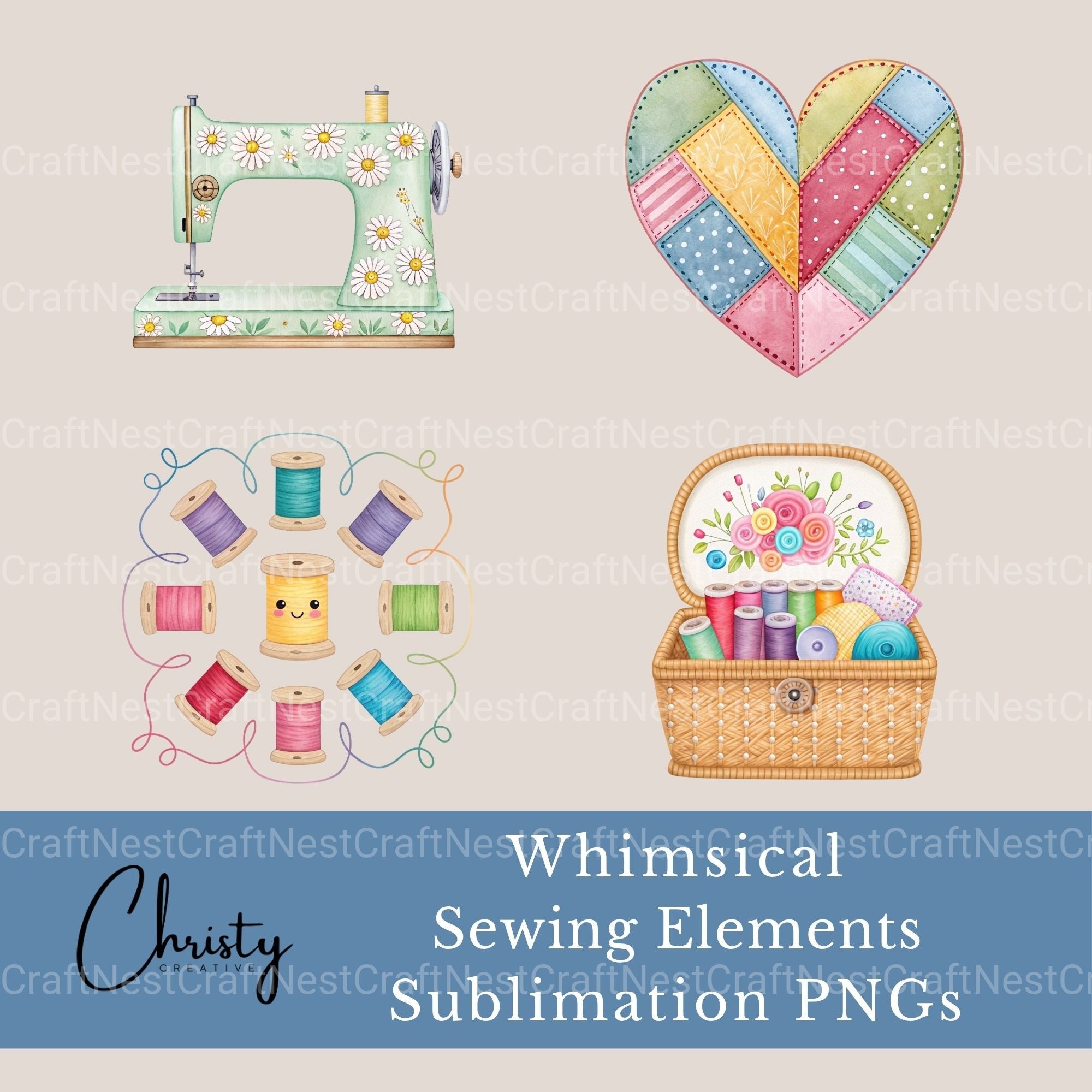 Sewing Whimsical Clipart Bundle