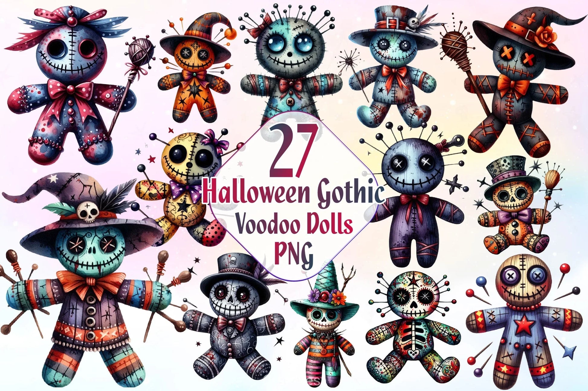 Halloween Gothic Voodoo Doll Clipart Bundle 3 - CraftNest - Digital Crafting and Art