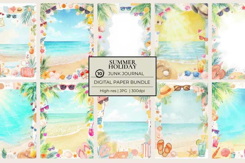 Summer Travel Junk Journal Papers - CraftNest - Digital Crafting and Art