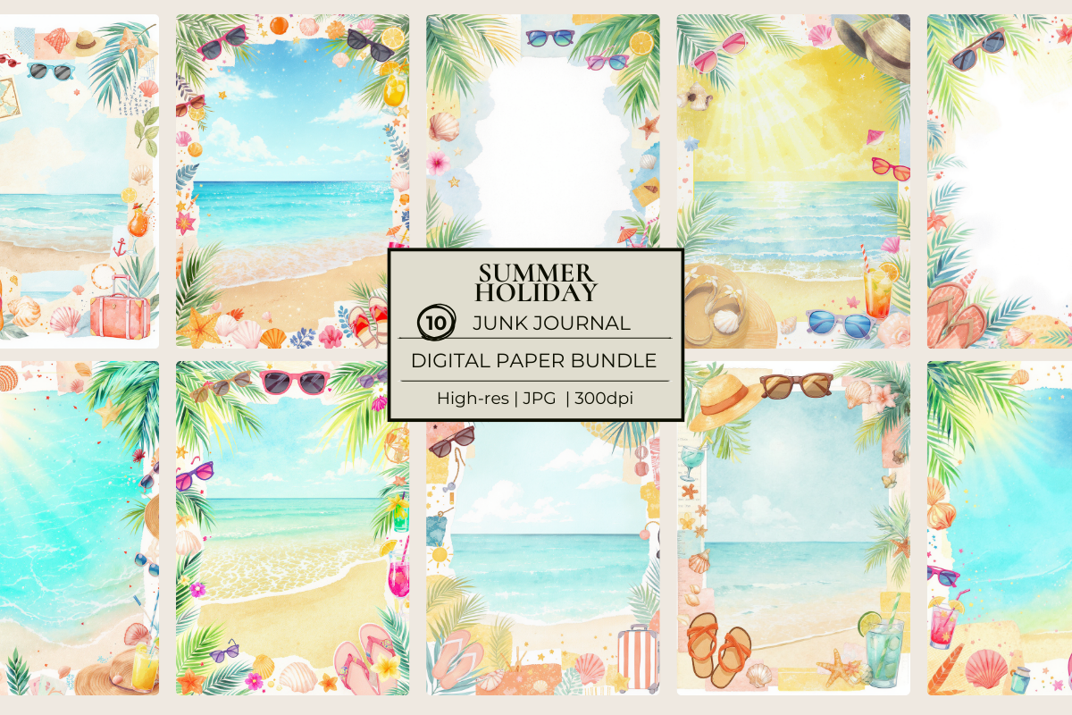 Summer Travel Junk Journal Papers