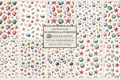 Seashells & Starfish Seamless Papers - CraftNest - Digital Crafting and Art