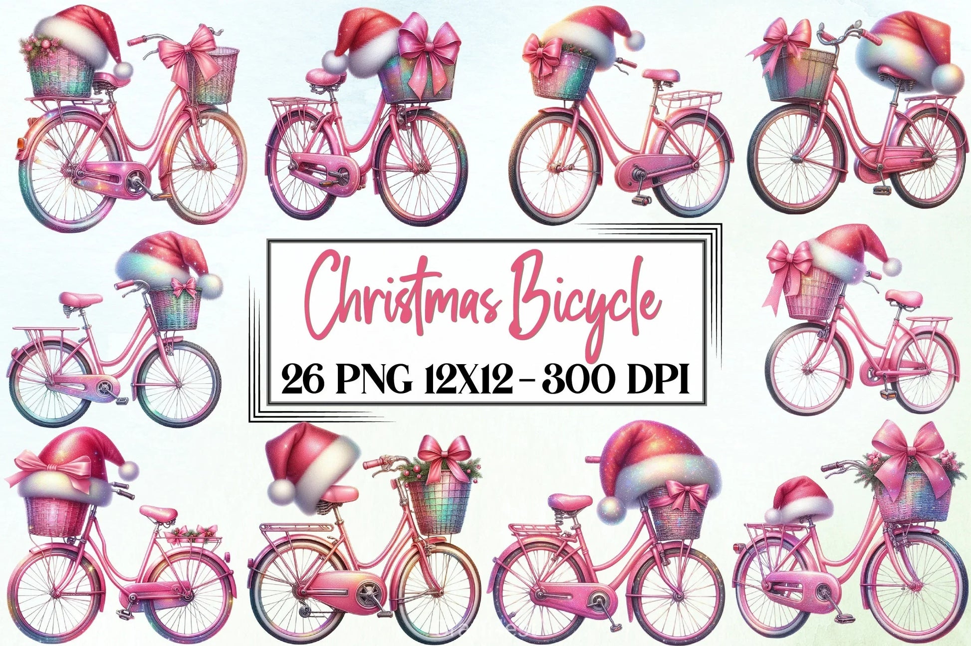 Christmas Bicycle Clipart Bundle - CraftNest - Digital Crafting and Art