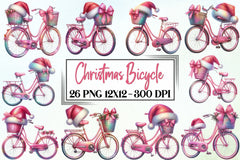 Christmas Bicycle Clipart Bundle - CraftNest - Digital Crafting and Art