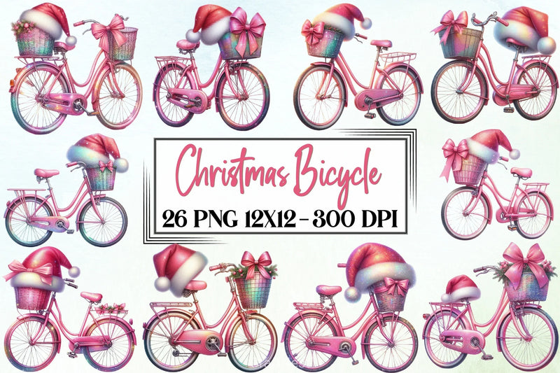 Christmas Bicycle Clipart Bundle - CraftNest - Digital Crafting and Art