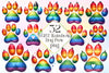 LGBT Rainbow Dog Paw Clipart Bundle 3