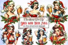 Christmas Pin Up Girls Beer Mug Clipart Bundle - CraftNest - Digital Crafting and Art