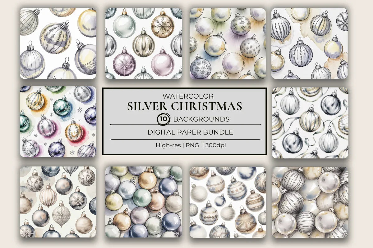 Silver Christmas Background Papers - CraftNest - Digital Crafting and Art