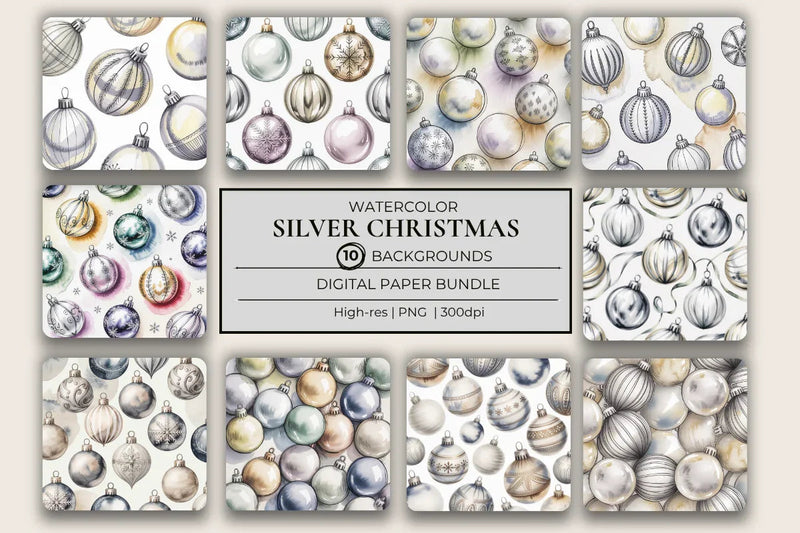Silver Christmas Background Papers - CraftNest - Digital Crafting and Art