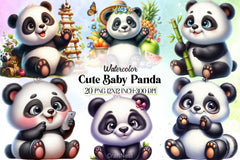 Cute Baby Panda Clipart Bundle - CraftNest - Digital Crafting and Art