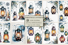 Christmas Lanterns Junk Journal Papers - CraftNest - Digital Crafting and Art