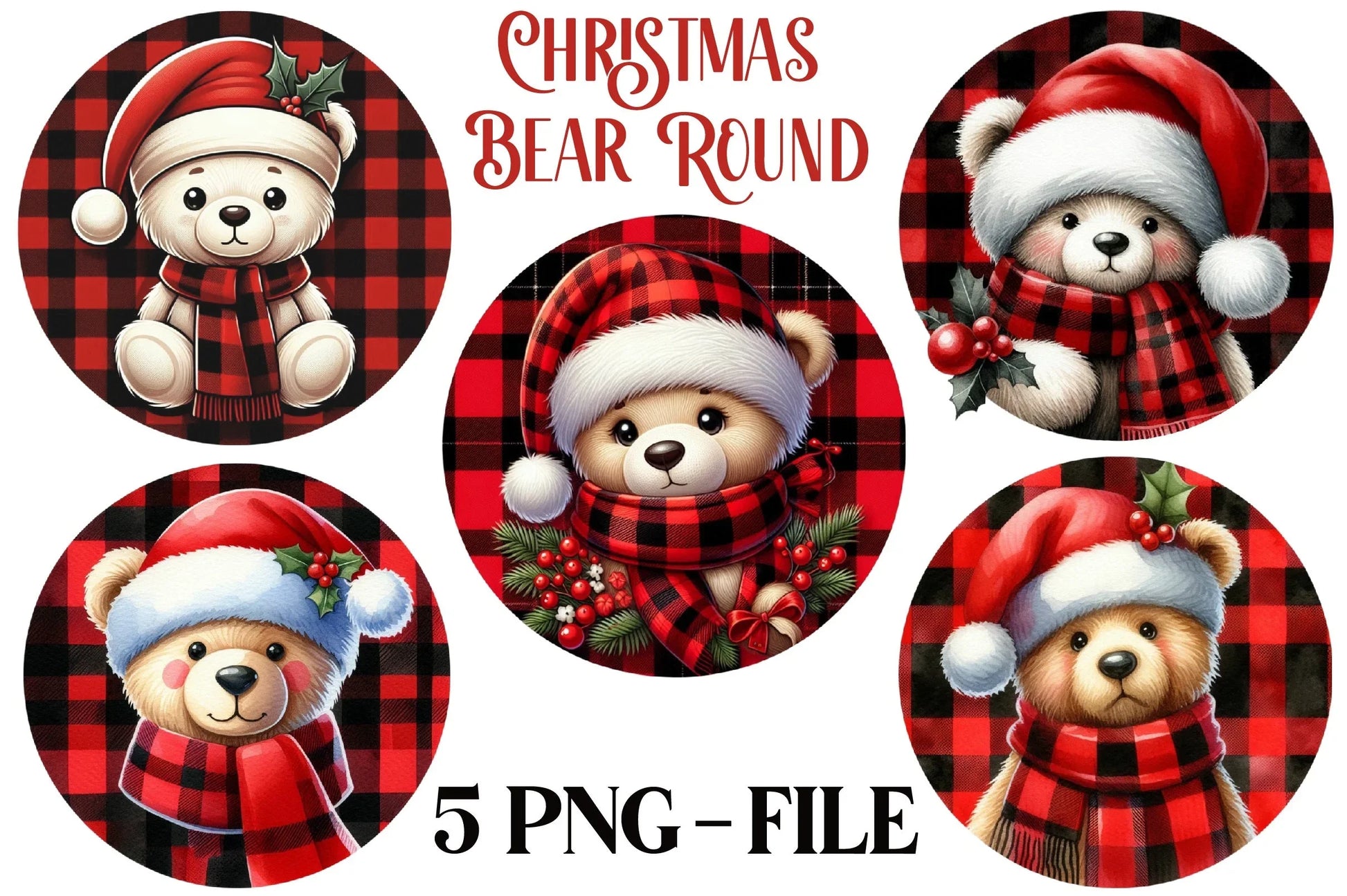 Bear Christmas Clipart Bundle - CraftNest - Digital Crafting and Art