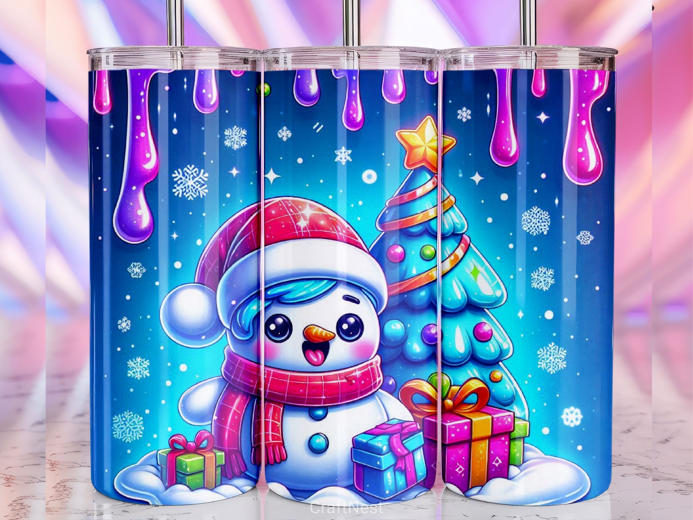 Cute Christmas Snowman Tumbler Wrap Bundle 9