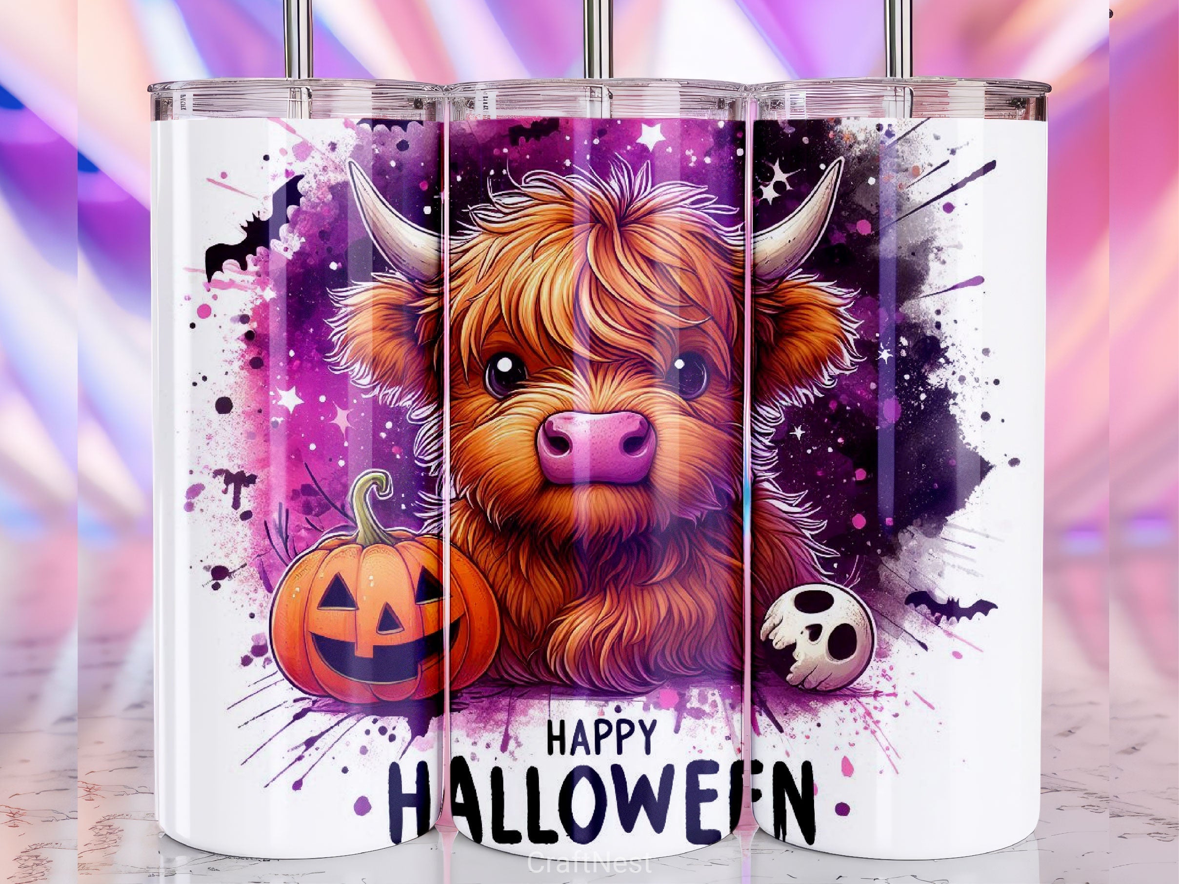 Halloween Highland Cow Tumbler Wrap Bundle 10